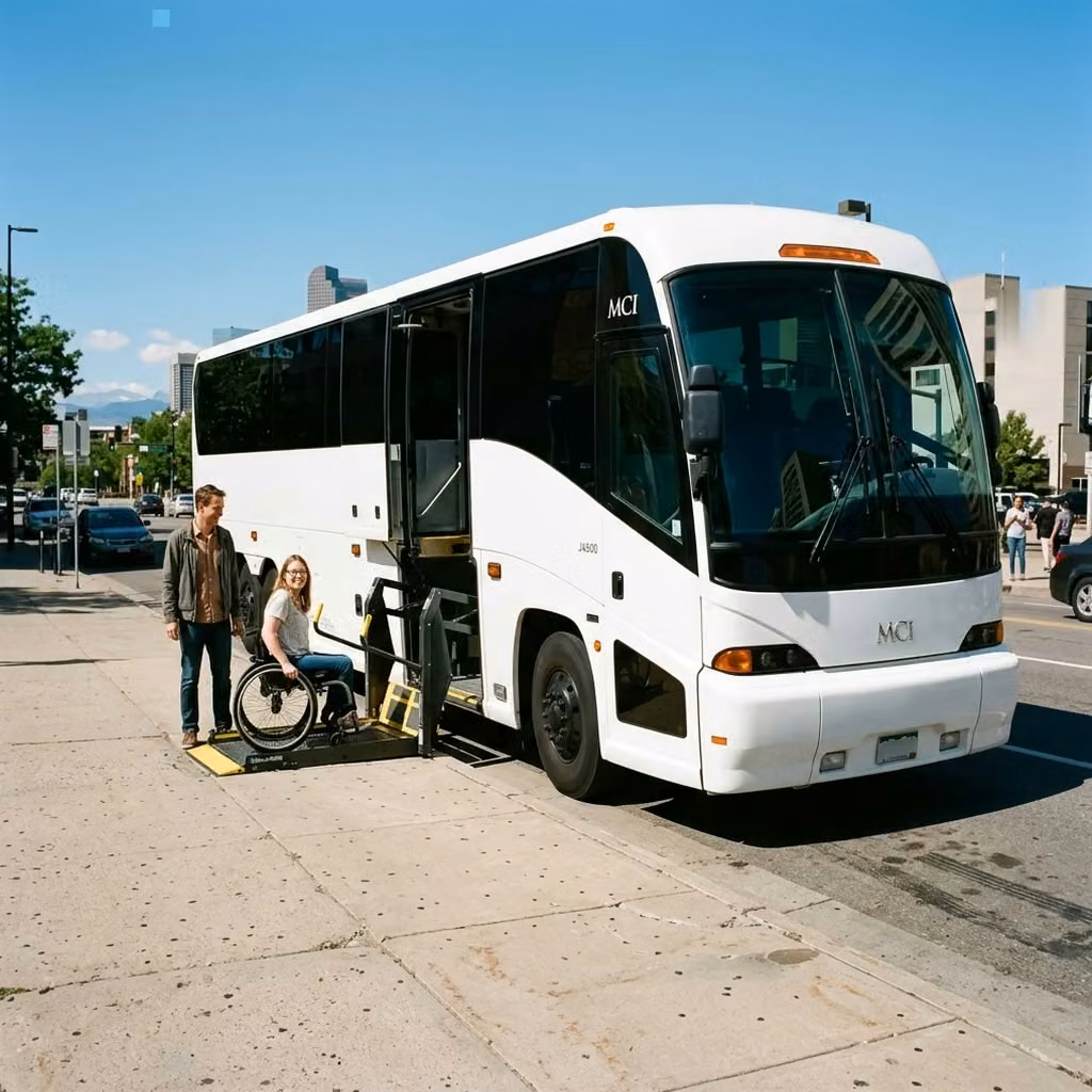 daphne 56 passenger charter bus wheelchair lift