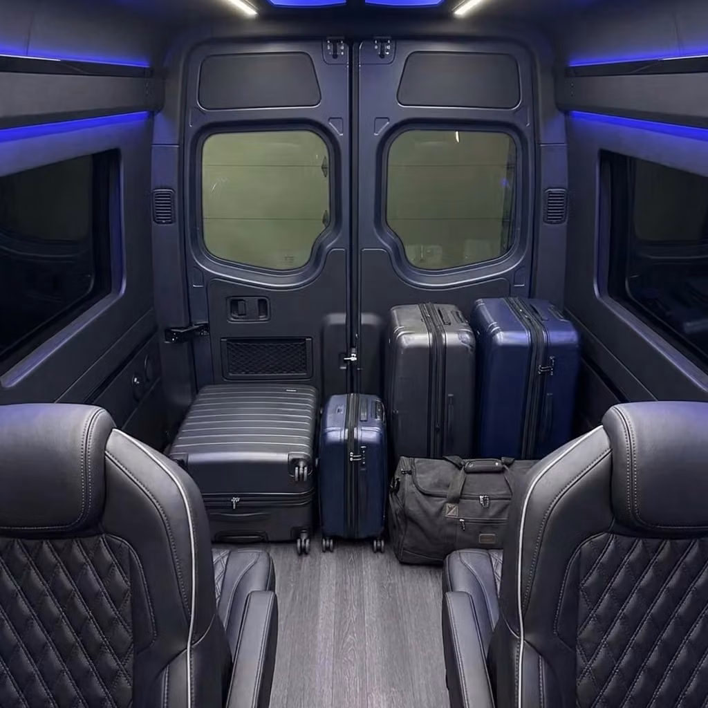 daphne sprinter van rental with driver luggage area